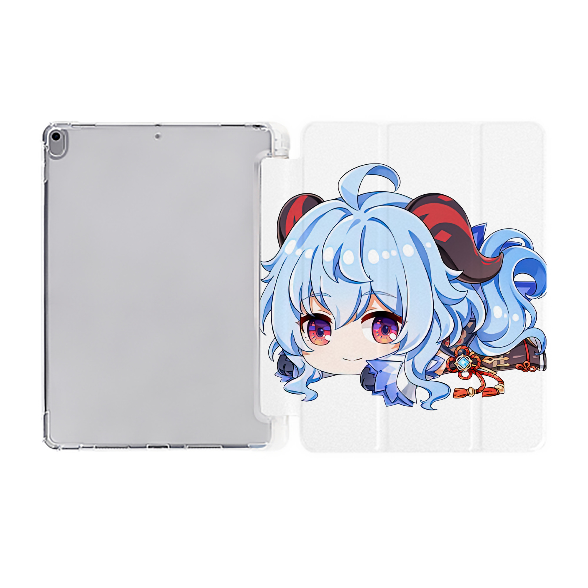 げんし神 甘雨 かんう genshin Ganyu IPad ケース ペン収納付き 三つ折りスタンド PUレザー×シリコン 対応機種9.5/10.5/10.9インチ